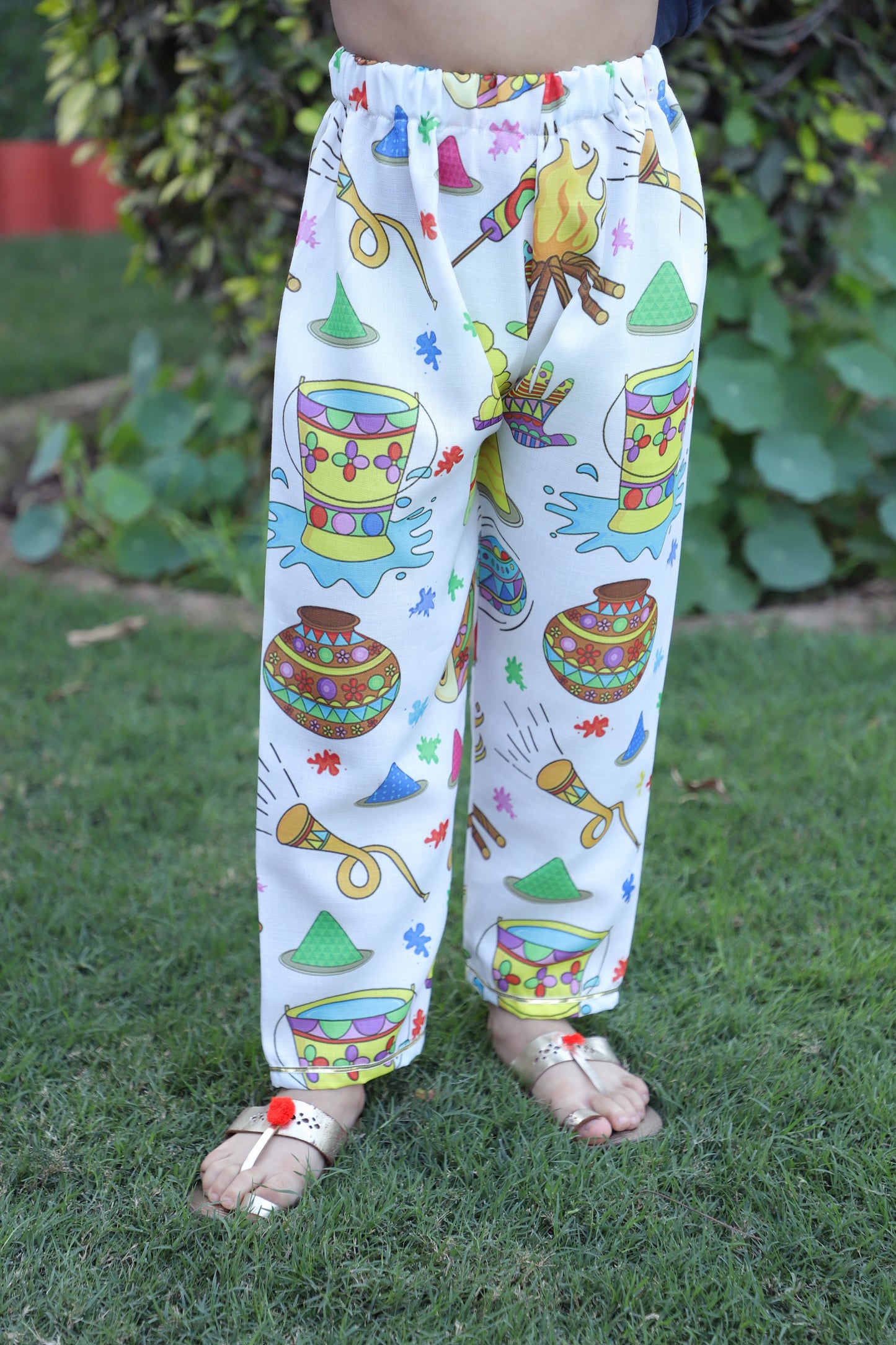 Girls Pure Cotton White Embellished Kurta Set with Printed Pant & Dupatta