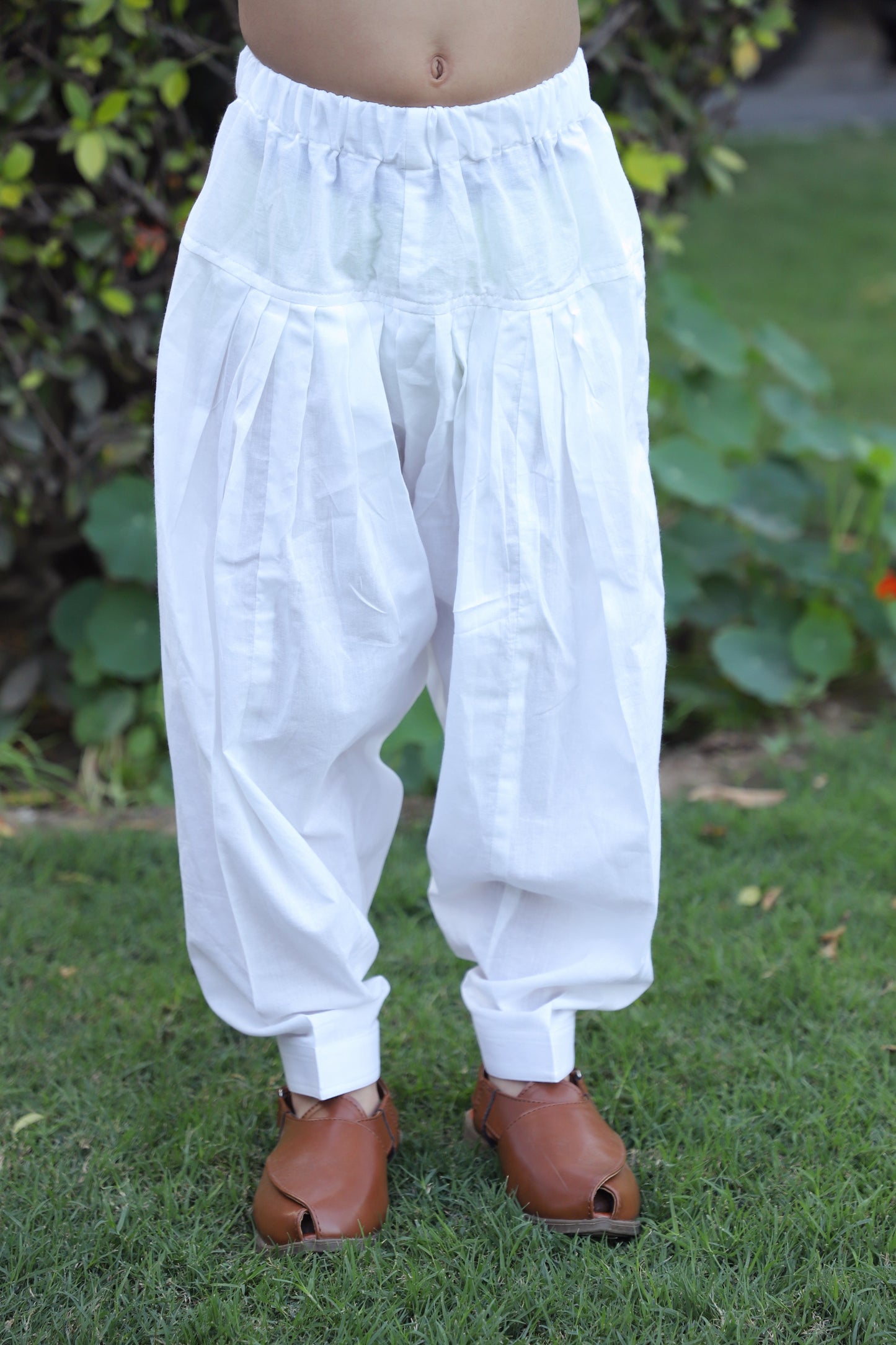 Boys Pure Cotton White Embellished Pathani Kurta Set