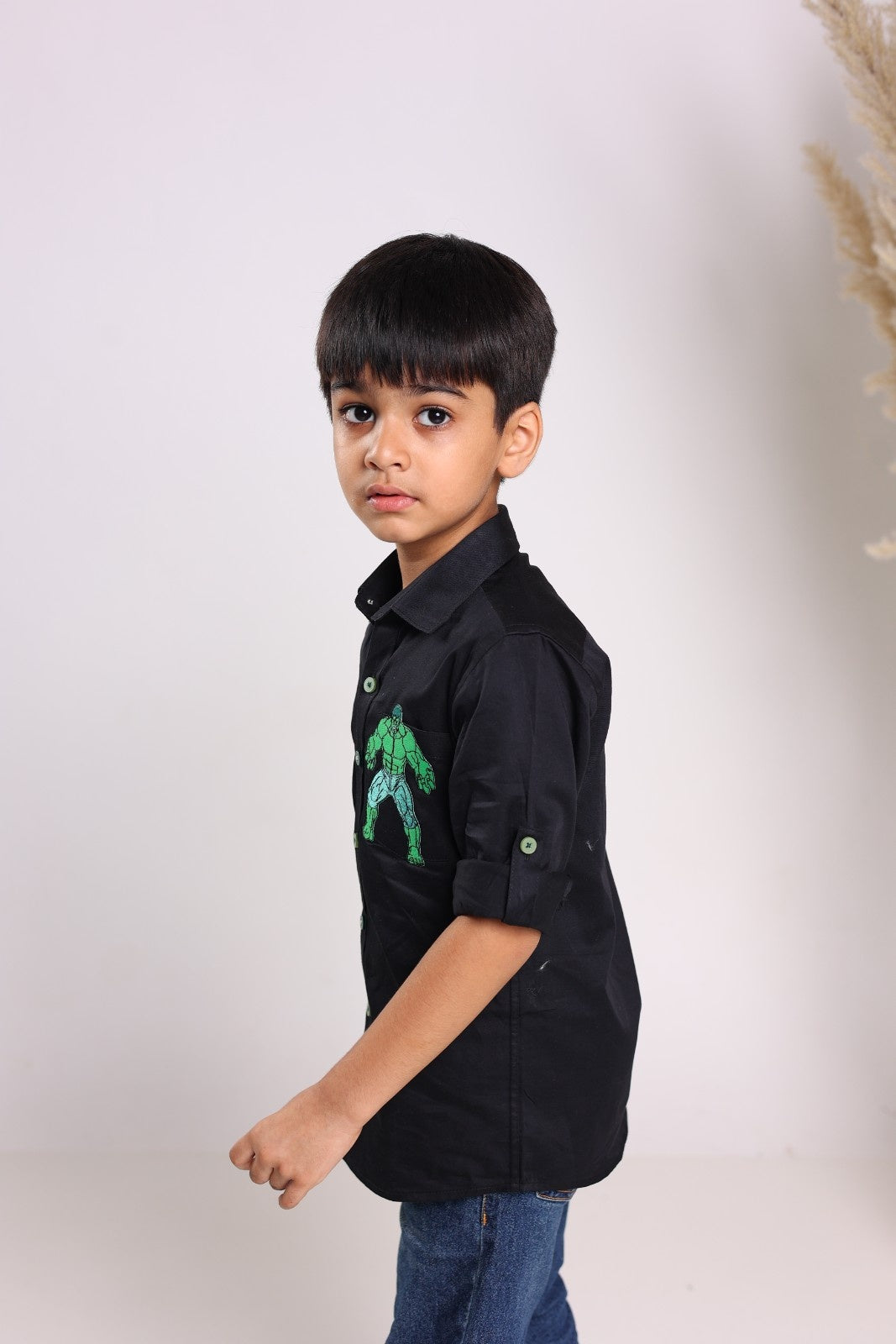 Black Cotton Long Sleeves Shirts For Boys