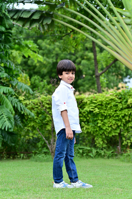White Superman Shirt For Boys