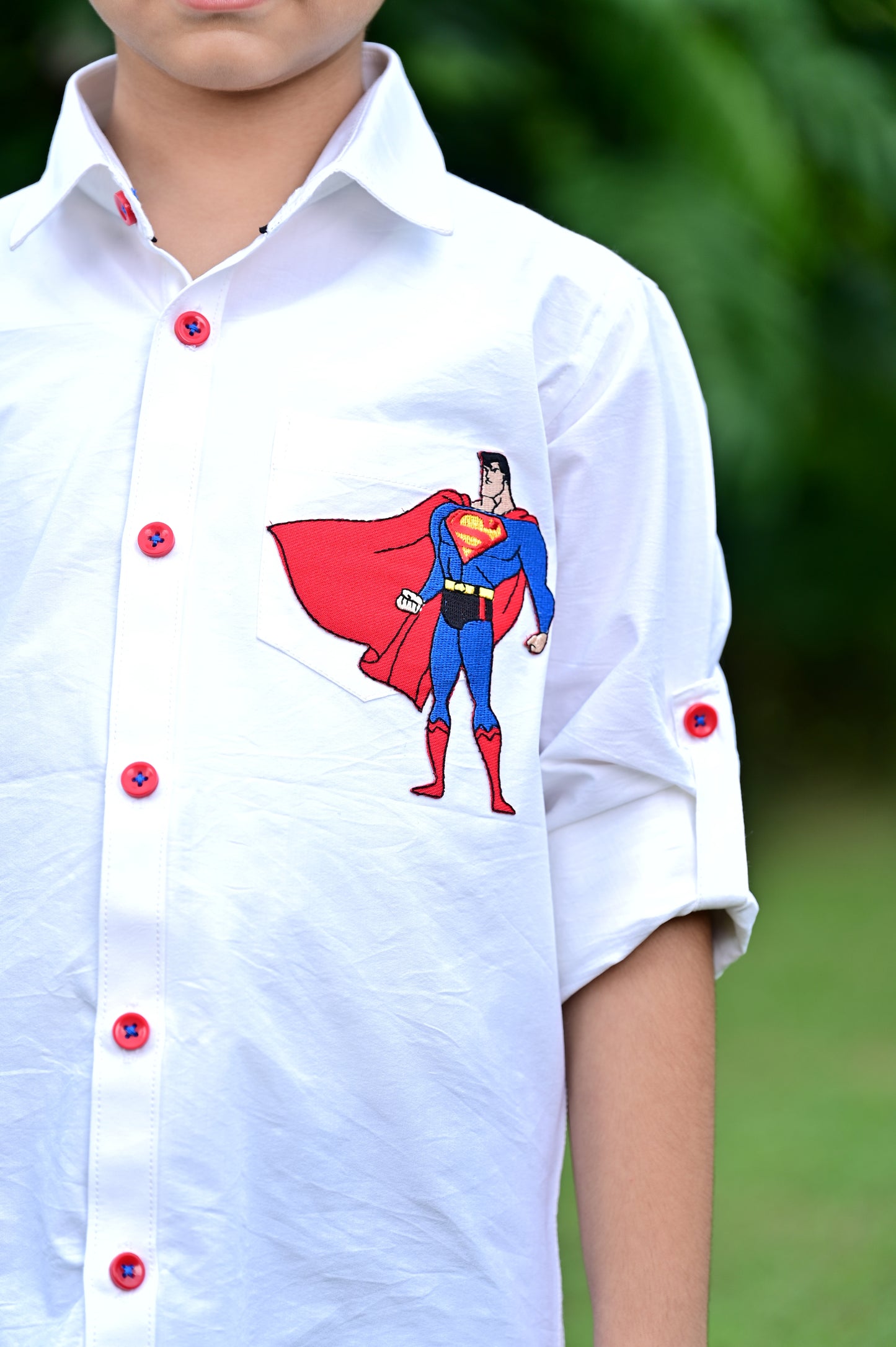 White Superman Shirt For Boys