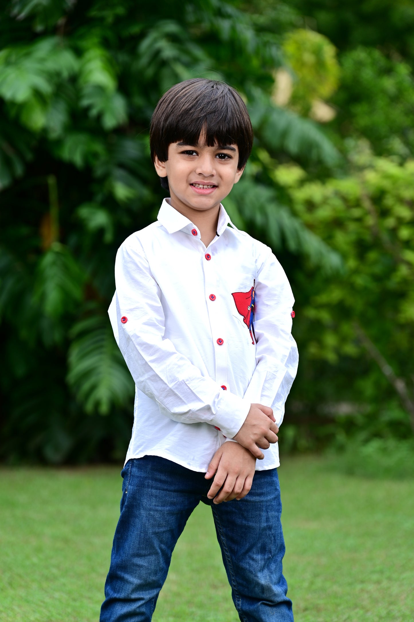 White Superman Shirt For Boys