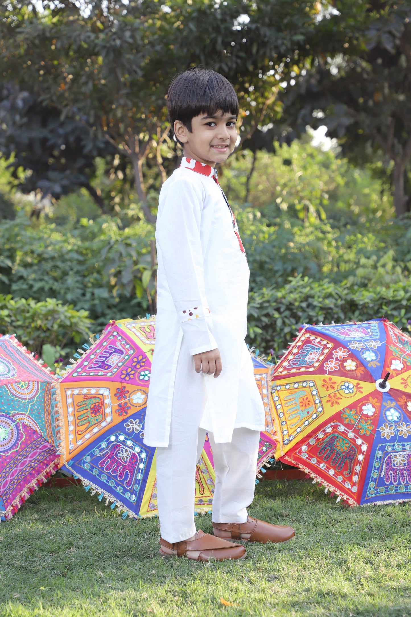 Boys Pure Cotton Multi-Color Holi Splash Kurta Set