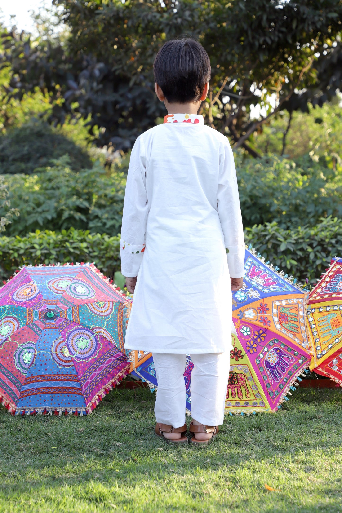 Boys Pure Cotton Multi-Color Holi Splash Kurta Set